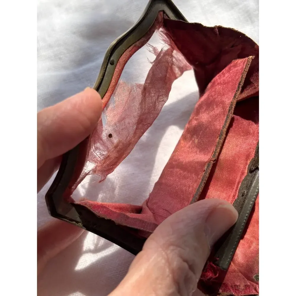 Mother of Pearl Coin Purse Antique Victorian Brass Frame Kiss Lock Change FLAWS